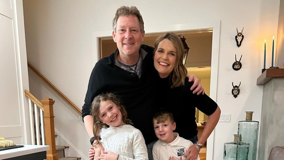 Savannah Guthrie stands in living room with family